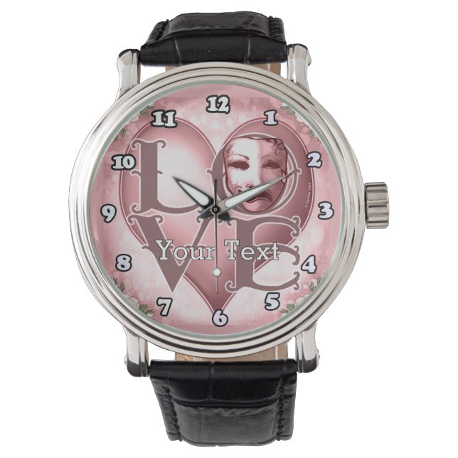 LOVE Schauspielermaske  Armbanduhr (Vorderseite)