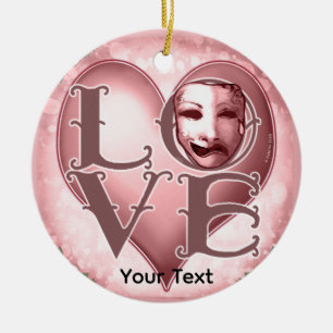 LOVE Schauspielermaske Keramik Ornament