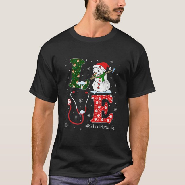 Love School Nurse Life Nursing Christmas Santa Rei T-Shirt (Vorderseite)