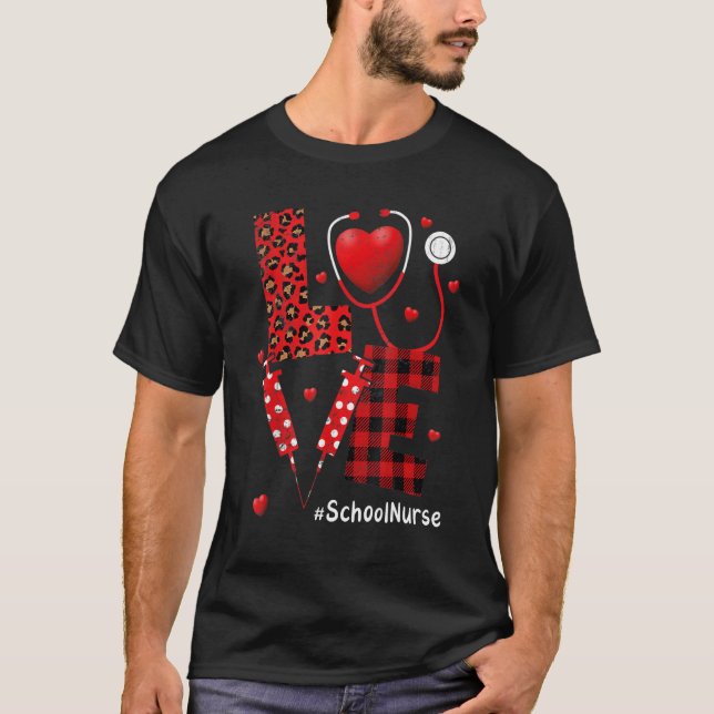 love School Nurse stethoscope Valentine Day heart T-Shirt (Vorderseite)