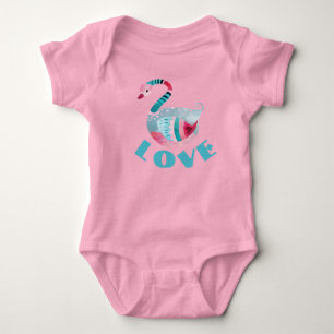 LOVE Schwan Baby Einteiler