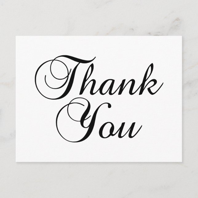 Love Script Black and White Vielen Dank Postkarte (Vorderseite)