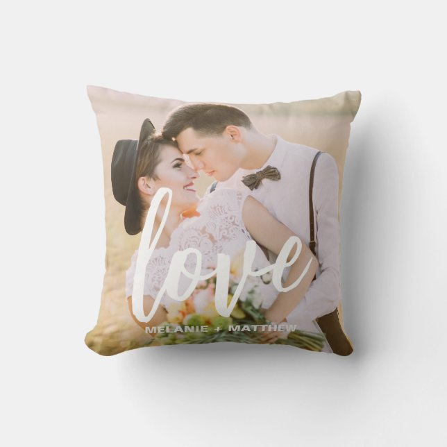 Love Script Elegant Modern Photo Throw Pillow Kissen (Vorderseite)