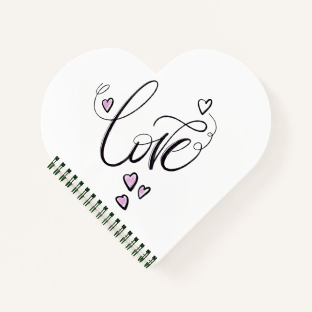 Love Script Heart Shaped Notebook | Romantic Notizbuch (Vorderseite)