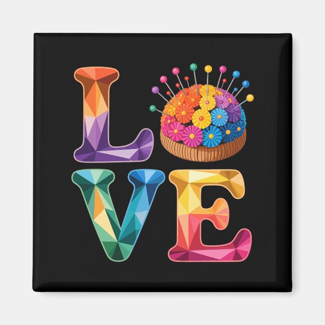 Love Sewing Quilting N Cushion Rainbow Crafter Wom Magnet (Vorne)