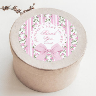 Love Shack Baby Coquette Rosa Schleife Danke Runder Aufkleber