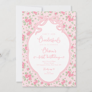 Love Shack Bow Isn't She Onederful 1st Birthday Einladung