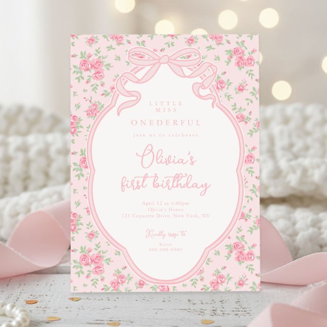 Love Shack Bow Little Miss Onederful 1st Birthday Einladung (Von Creator hochgeladen)