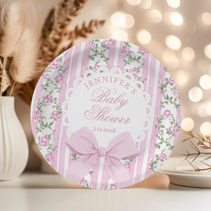 Love Shack Coquette Rosa Schleifen-Baby-Einweihung Pappteller