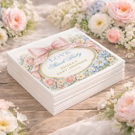 Love Shack Floral Pink Bow Girl Baby Shower Serviette