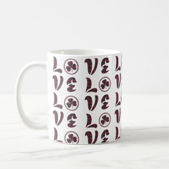 Love Shamrock Plaid Red Blue Tartan Pattern Kaffeetasse (Links)