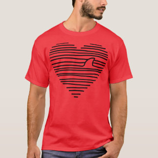 Love Shark Minimalist Line Drawing Shark Fin Pullo T-Shirt