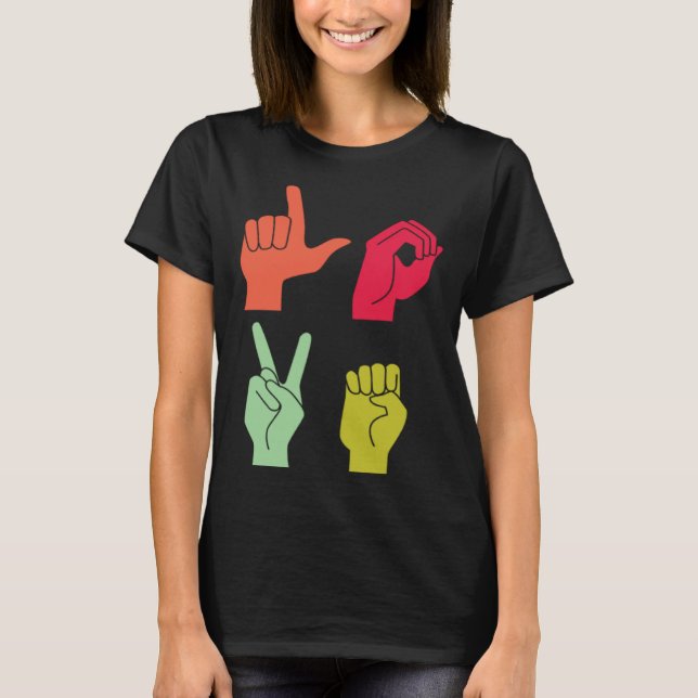 Love Sign ASL Deaf Pride T-Shirt (Vorderseite)