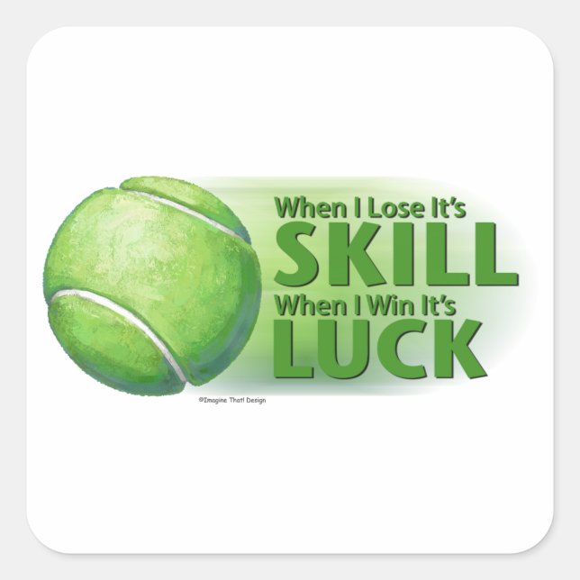 Love Skill Win Tennis Ball Quadratischer Aufkleber (Vorderseite)