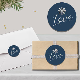 Love Snowflake Holiday Round Sticker