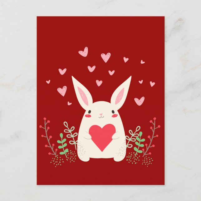 Love Snuggly Kawaii Bunny Custom Postkarte (Vorderseite)