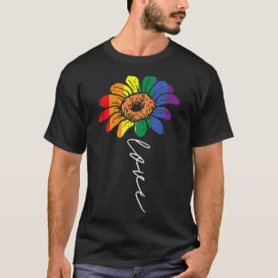 Love Sonnenblume Floral LGBTQ Regenbogenflagge Gay T-Shirt