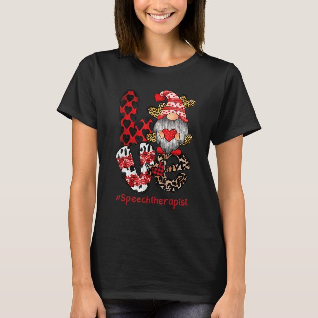 Love Speech Therapist SLP Gnome Valentine's Day he T-Shirt (Vorderseite)