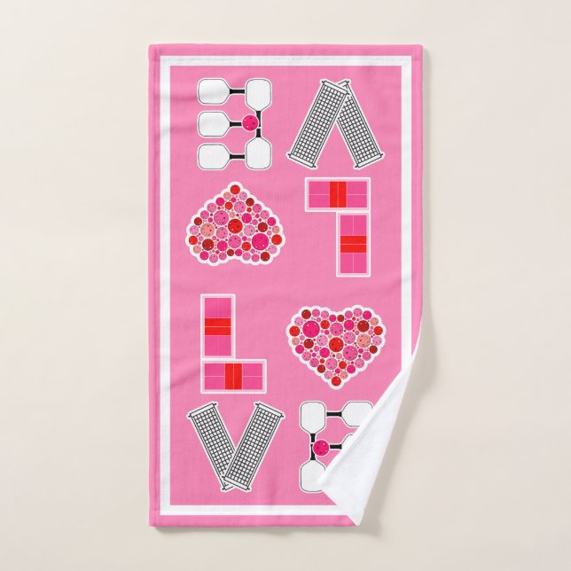 Love Spelled with Red & Pink Pickleball Equipment Handtuch (Handtuch)