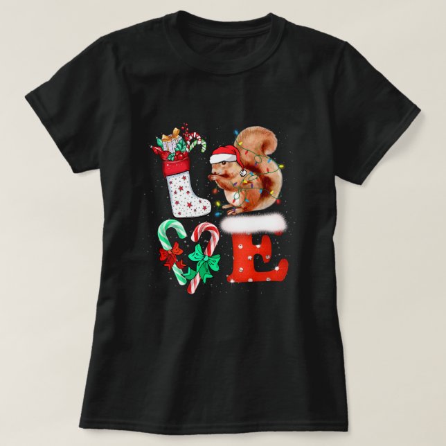 Love Squirrel Lover Costume Adult Xmas Pajamas Pla T-Shirt (Design vorne)