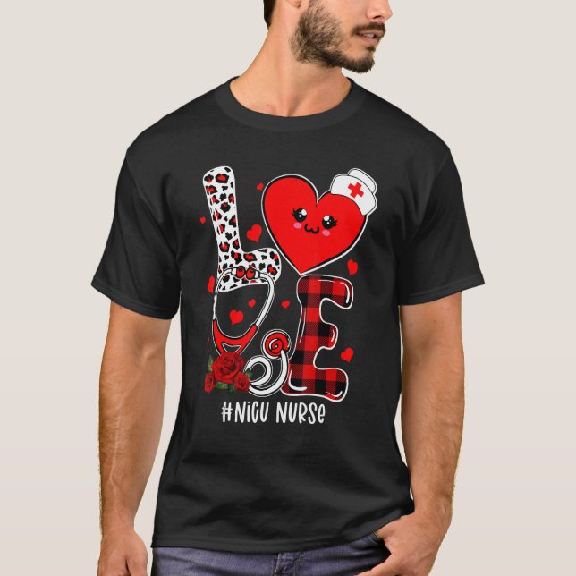 Love Stethoscope Heart NICU Nurse Valentines Day_1 T-Shirt (Vorderseite)