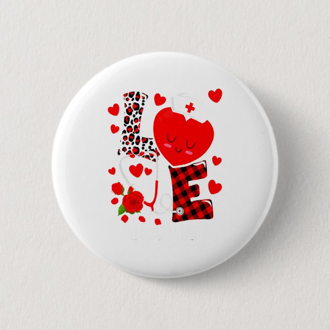 Love Stethoscope Heart Nicu Nurse Valentines Day  Button (Vorderseite)