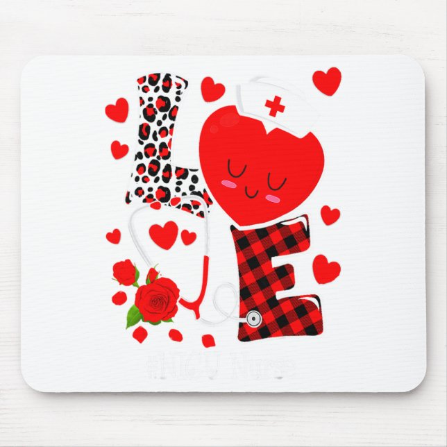 Love Stethoscope Heart Nicu Nurse Valentines Day  Mousepad (Vorne)