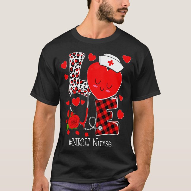Love Stethoscope Heart Nicu Nurse Valentines Day  T-Shirt (Vorderseite)