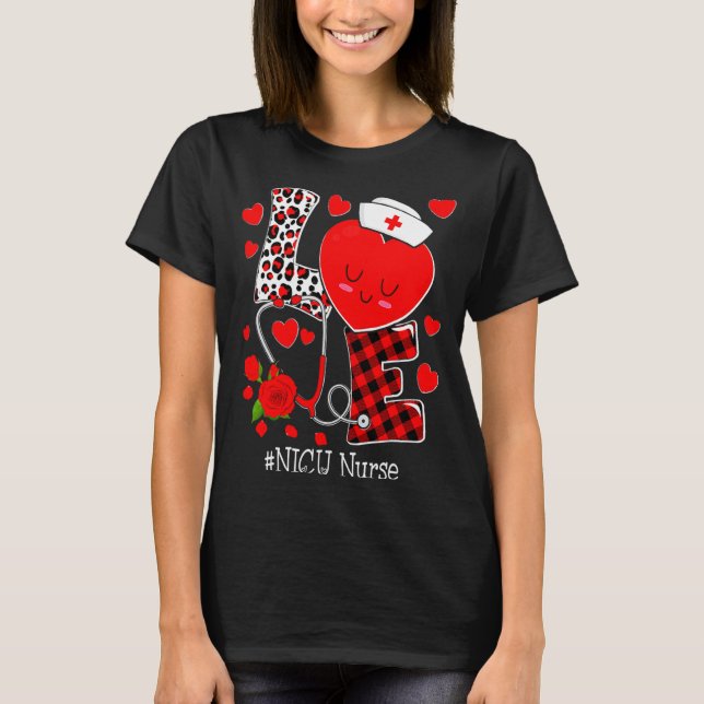 Love Stethoscope Heart Nicu Nurse Valentines Day  T-Shirt (Vorderseite)
