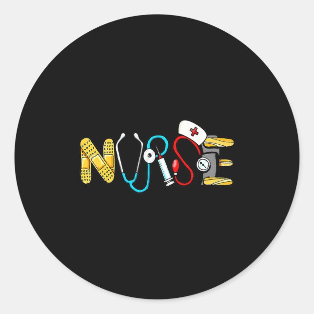 Love Stethoscope Nurse Life Valentine Day Women  Runder Aufkleber (Vorderseite)