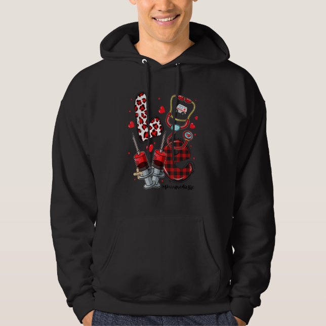 LOVE Stethoscope Paramedic Life Valentines Day Gif Hoodie (Vorderseite)