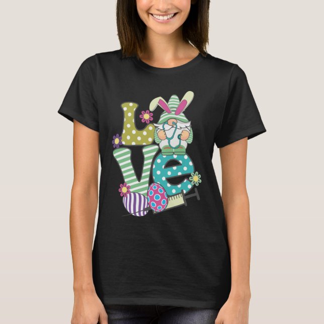 Love Stethoscope Scrub Life Nurse Bunny Easter Day T-Shirt (Vorderseite)