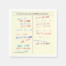 Love Story Due Date Library Card Wedding Serviette