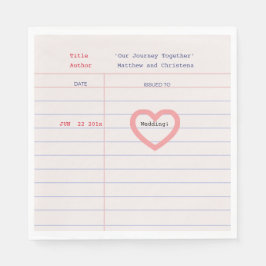 Love Story Due Date Library Card Wedding Serviette