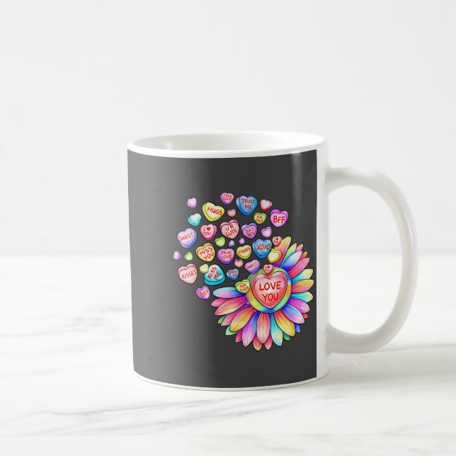 Love Sunflower Hearts Candy Valentines Day Womens  Kaffeetasse (Rechts)