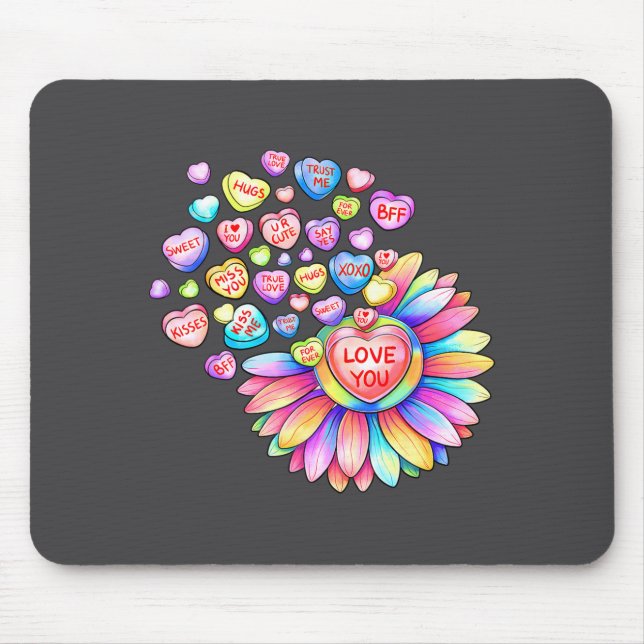 Love Sunflower Hearts Candy Valentines Day Womens  Mousepad (Vorne)