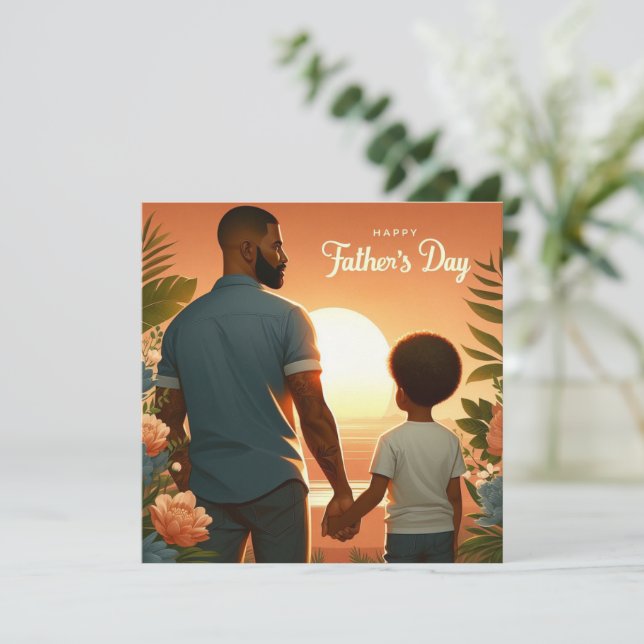 Love Sunset Embrace Ethnic Vater & Sohn (Stehend Vorderseite)