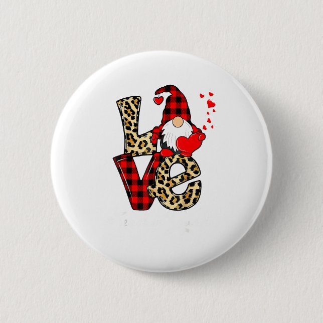 Love Teacher Squad Gnome Hearts Valentines Gnome T Button (Vorderseite)
