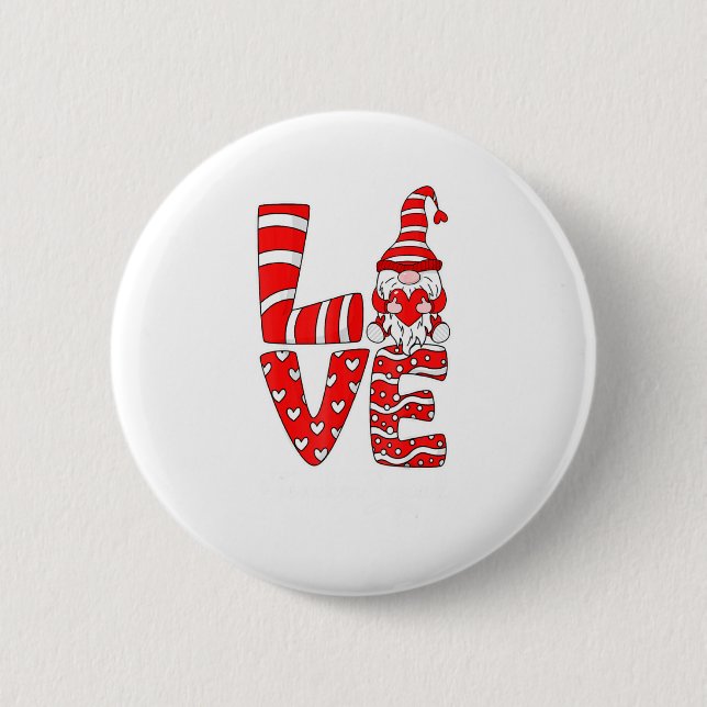 Love Teacher Squad Gnome Hearts Valentines Gnome T Button (Vorderseite)