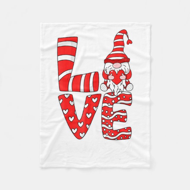 Love Teacher Squad Gnome Hearts Valentines Gnome T Fleecedecke (Vorderseite)
