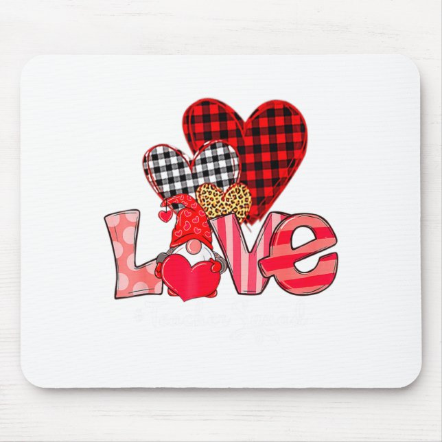 Love Teacher Squad Gnome Hearts Valentines Gnome T Mousepad (Vorne)