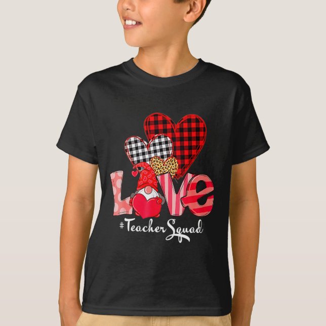 Love Teacher Squad Gnome Hearts Valentines Gnome T T-Shirt (Vorderseite)