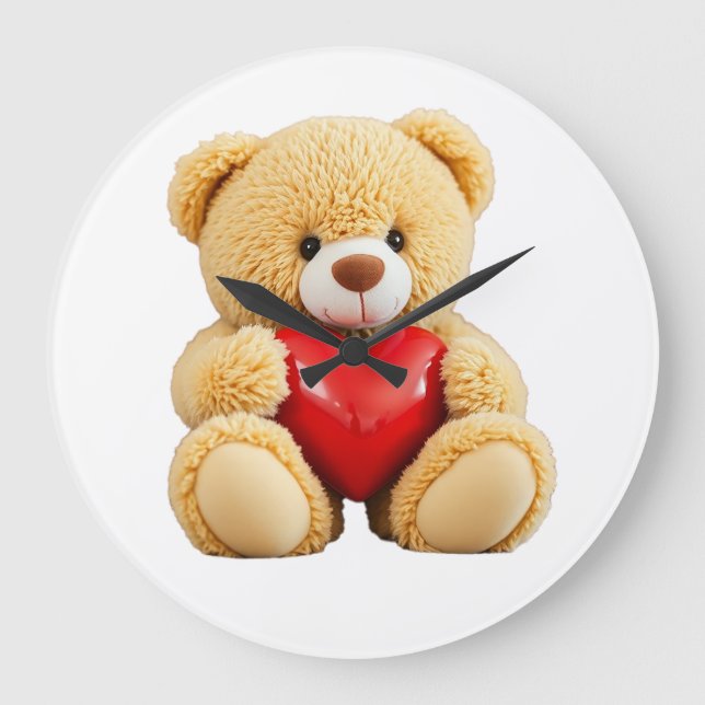Love Teddy Große Wanduhr (Vorderseite)