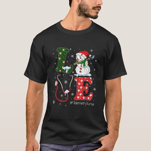 Love Telemetry Nurse Life Nursing Christmas Santa  T-Shirt (Vorderseite)