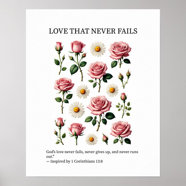 Love that never fails Christian wall art Poster (Vorne)