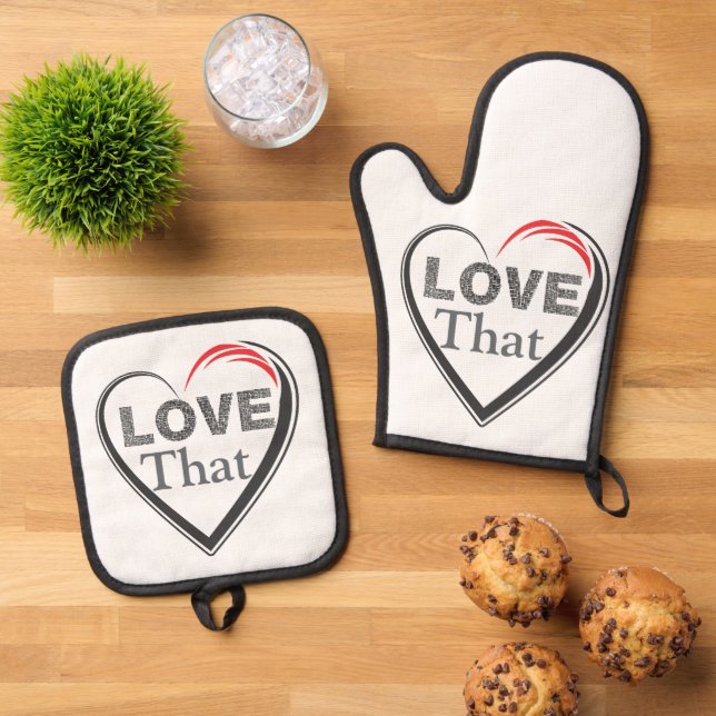 Love That Oven Mitt & Pot Holder Ofenhandschuh & Topflappen-Set (Oben Unten)