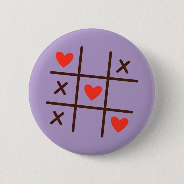 Love Tic-Tac-Toe Hearts Button — Cute Valentine's  (Vorderseite)