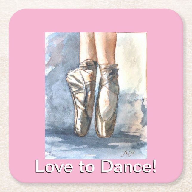 Love to Dance Ballet Paper Coasters Rechteckiger Pappuntersetzer (Vorderseite)