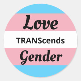 Love TRANScends Gender - Transgender Pride Runder Aufkleber