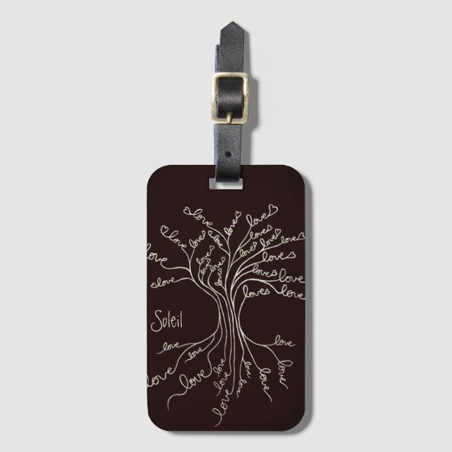 Love Tree of Life Nature Brown Hearts Cute Unisex Gepäckanhänger (Vorderseite Vertikal)